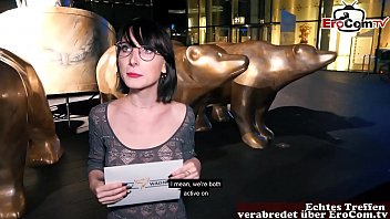 German student seduced in public casting for EroCom date in Berlin