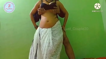 Hot Indian Wife Teasing in White Saree. Riding Wildly to Please Her Man! ~ Divya Divine