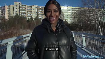 Public Agent Josy Black flaunts her luscious dark curves while bouncing on a thick cock