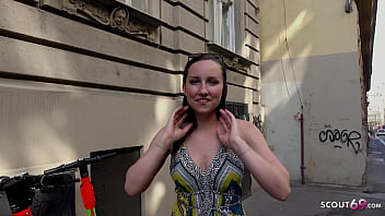 Shy German teen Bella gets picked up and fucked in public casting