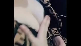 Playing with her perky tits