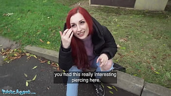 Busty Redhead Flashes Her Pierced Tits Before Rough Basement Creampie