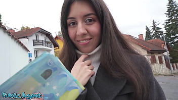 Slender Russian Katty West seduced in public for rough POV blowjob and deep penetration