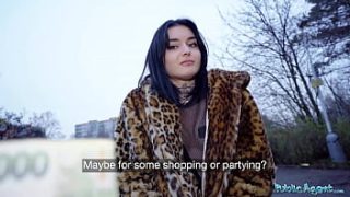 Public Agent French hottie Crystal Cherry gives wild outdoor BJ and takes huge cock POV