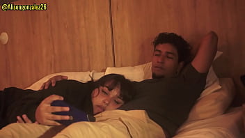Watching Netflix with my stepsister, couldn’t resist putting my cock in her mouth – almost got caught!