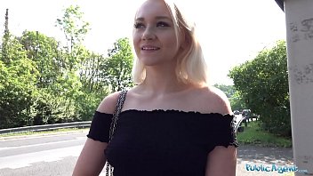 Blonde teen Marilyn Sugar gets wild outdoor sex with Public Agent