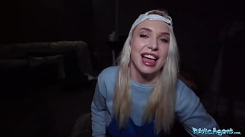 Blonde Pizza Delivery Girl with Huge Natural Tits Gets Her Tight Pussy Stuffed