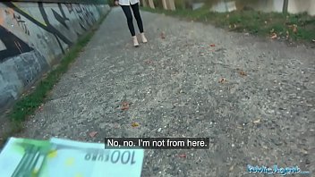 Hot models get wild with public agent in steamy doggy style alley bang