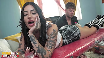 Sexy inked brunette with flawless curves gets nailed while getting tattooed – FAKEhub