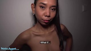 Naughty Asian Nanny – Petite with perky tits and tight shaved pussy takes public creampie for cash, moaning through orgasm