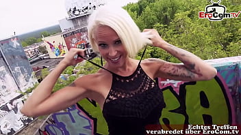 Slim German blonde MILF picked up online for outdoor sex