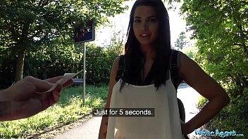Public Agent Chloe Lamour takes a hot load on her huge tits for money