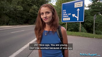 Naughty hitchhiking redhead craves my huge cock