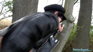Public Agent swallows a hot load and gets pounded by sexy brunette Sasha Colibri