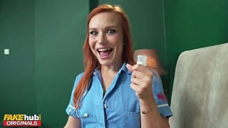 Naughty ginger nurse with a smooth pink pussy must collect a cum sample