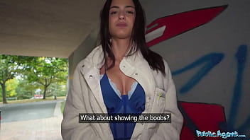 Spanish teen gives public blowjob and gets tight pussy stuffed with huge cock