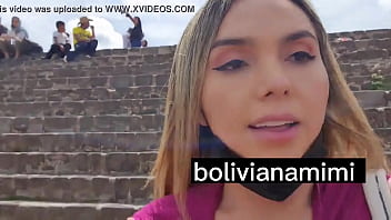 Teen babe, no panties, wet and fingering herself at Teotihuacan  Full video on Mimiboliviana.com