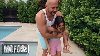 Violet Gems Sucks JMac’s Hard Dick By The Pool Before They Move Inside For A Wild Fucking – Mofos