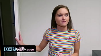 Petite Brunette Sneaks Into Jock’s Room and Gets Pounded by His Massive Cock