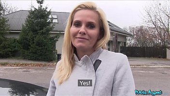 Blonde MILF Agent with Huge Tits Fucks a Random Guy for Money