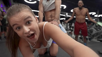 Naughty Teen Fucks Secretly in Gym, Busted by Her Angry Boyfriend!