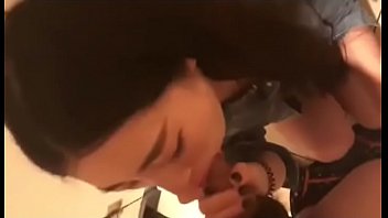Horny couple sneaks into restroom for a steamy quickie after movie date